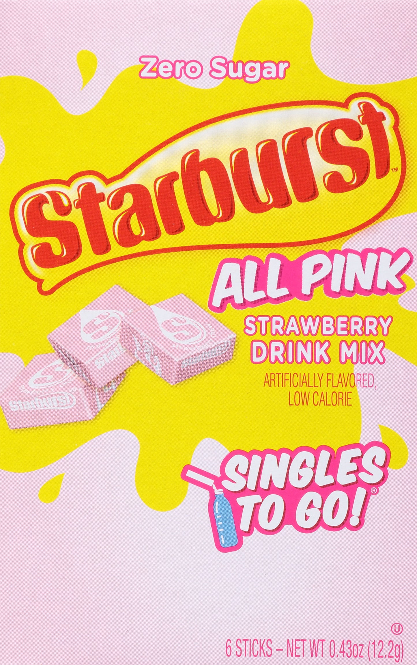 Starburst Singles To Go Zero Sugar All Pink Strawberry Drink Mix 6 Sticks