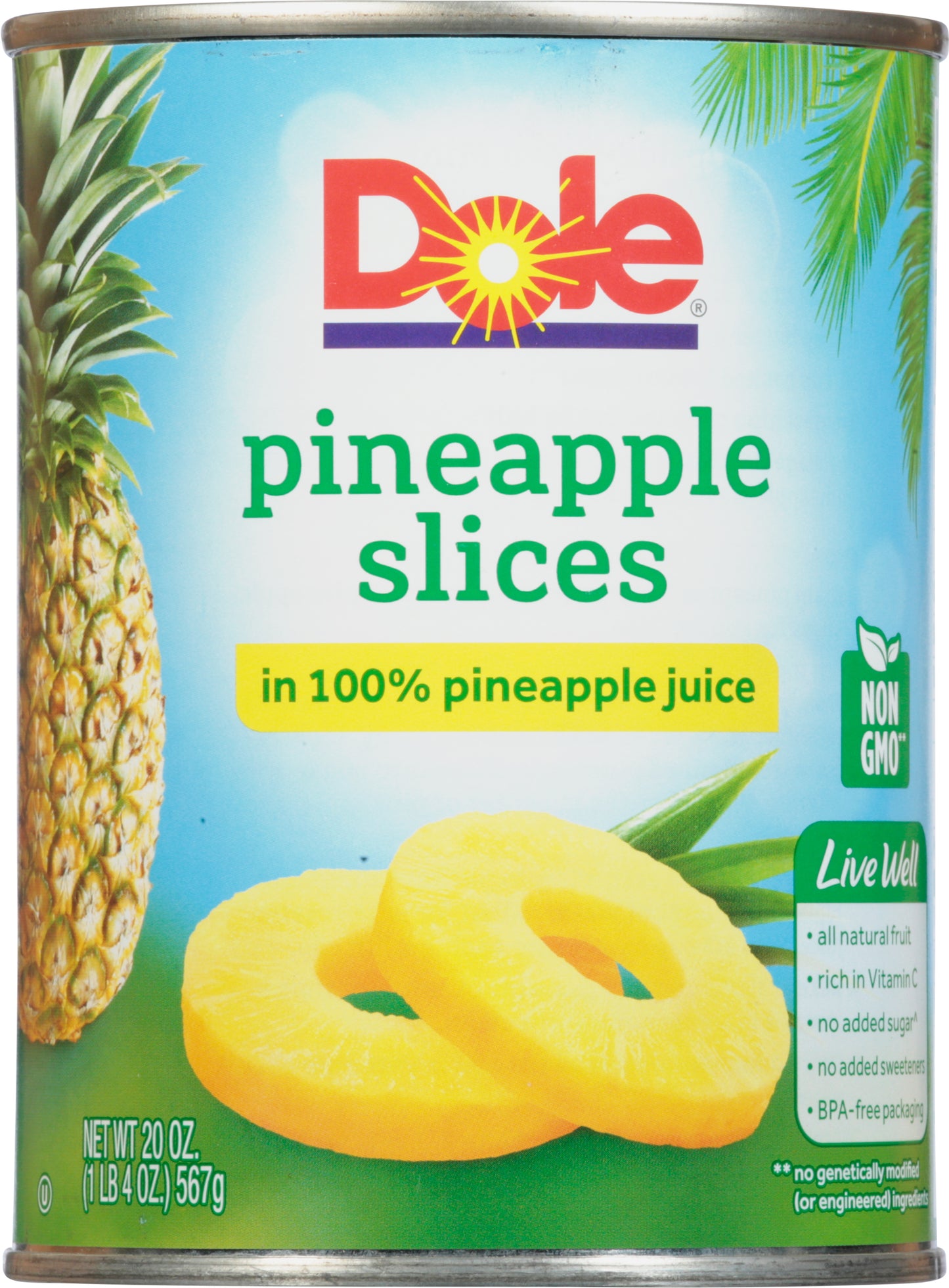 Dole Pineapple Slices in 100% Pineapple Juice 20 oz. Can