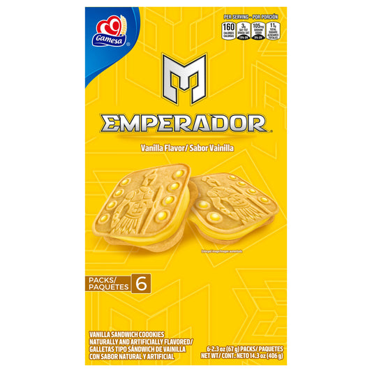 Gamesa Emperador Sandwich Cookies Vanilla Naturally And Artificially Flavored 2.3 Oz 6 Count