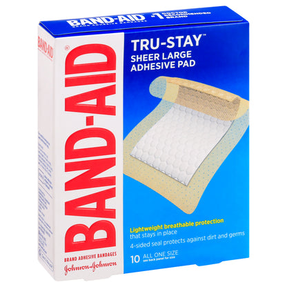 Band-Aid Tru-Stay All One Size Sheer Large Adhesive Pad 10 ea