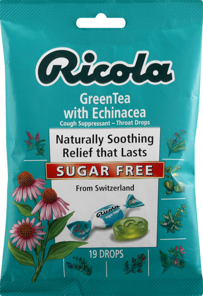 Ricola Sugar Free Green Tea with Echinacea Cough Suppressant/Throat Drops 19 ea