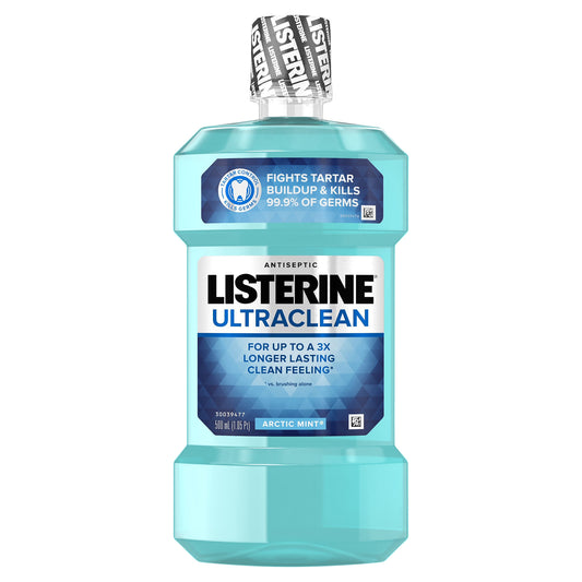 Listerine Ultraclean Antiseptic Mouthwash, Tartar, Arctic Mint, 500 mL