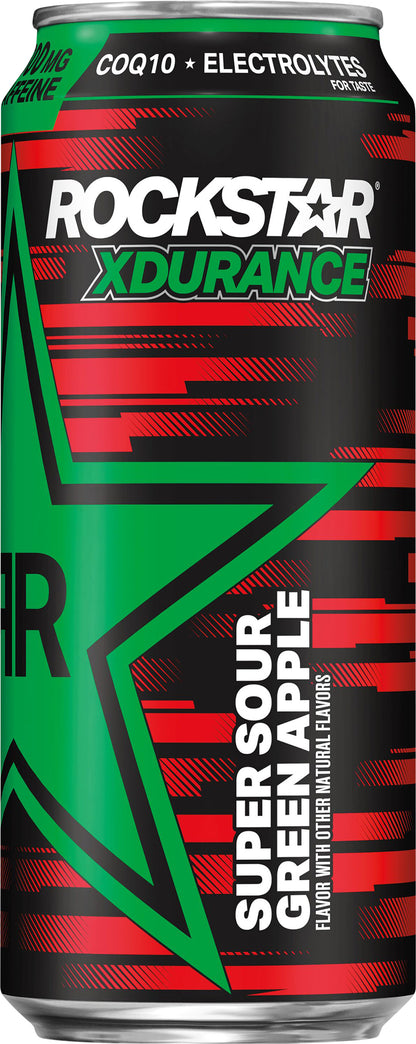 Rockstar Xdurance Sugar Free Energy Drink Super Sour Green Apple 16 Fl Oz Can
