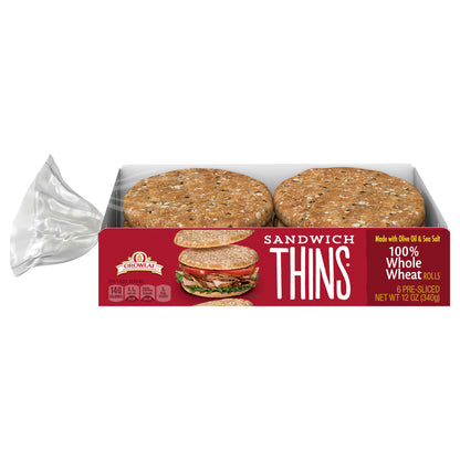 Oroweat 100 Percent Whole Wheat Sandwich Thins 6 Ct 12 Oz