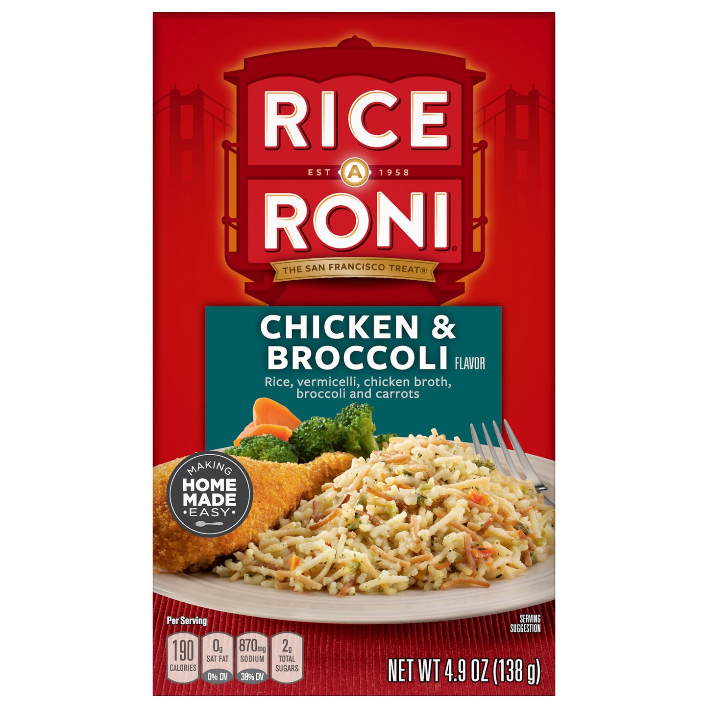 Rice a Roni Chicken & Broccoli Flavor Rice 4.9 oz Box