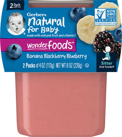 Gerber Natural For Baby Wonder Foods Banana Blackberry Blueberry 2 Pack