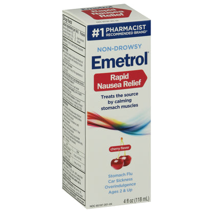 Emetrol Cherry Flavor Non-Drowsy Rapid Nausea Relief 4 fl oz Box