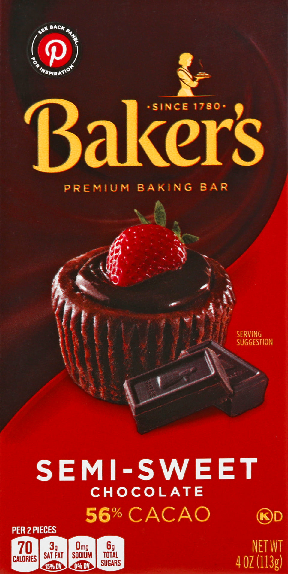 Baker's 56% Cacao Semi-Sweet Chocolate Baking Bar 4 oz