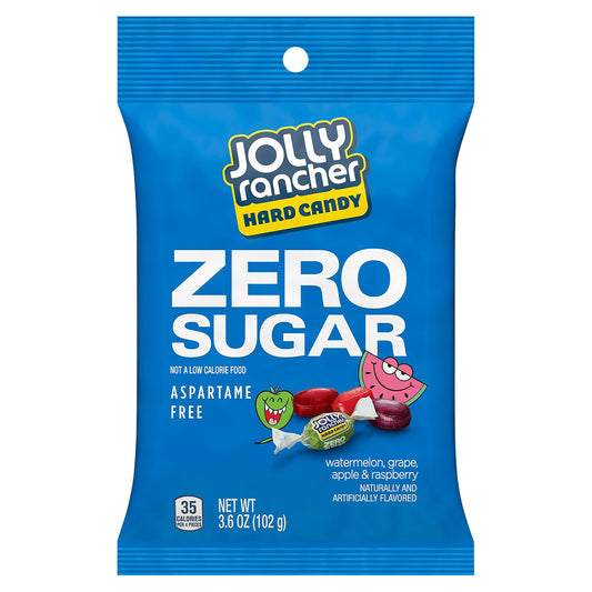 JOLLY RANCHER Zero Sugar Assorted Fruit Flavored Hard Candy, Individually Wrapped, 3.6 oz, Bag