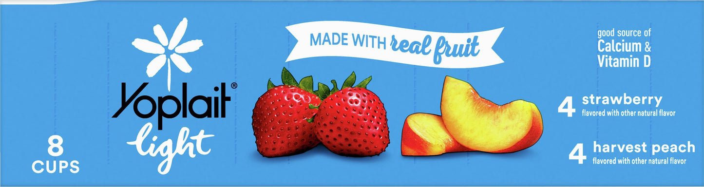 Yoplait Light Fat Free Strawberry/Harvest Peach Yogurt 8 ea