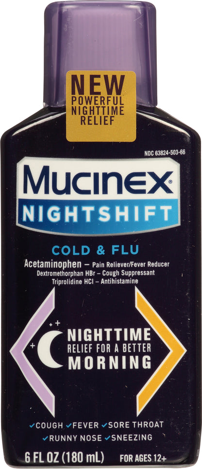 Mucinex Nightshift Cold & Flu for Ages 12+ 6 fl oz