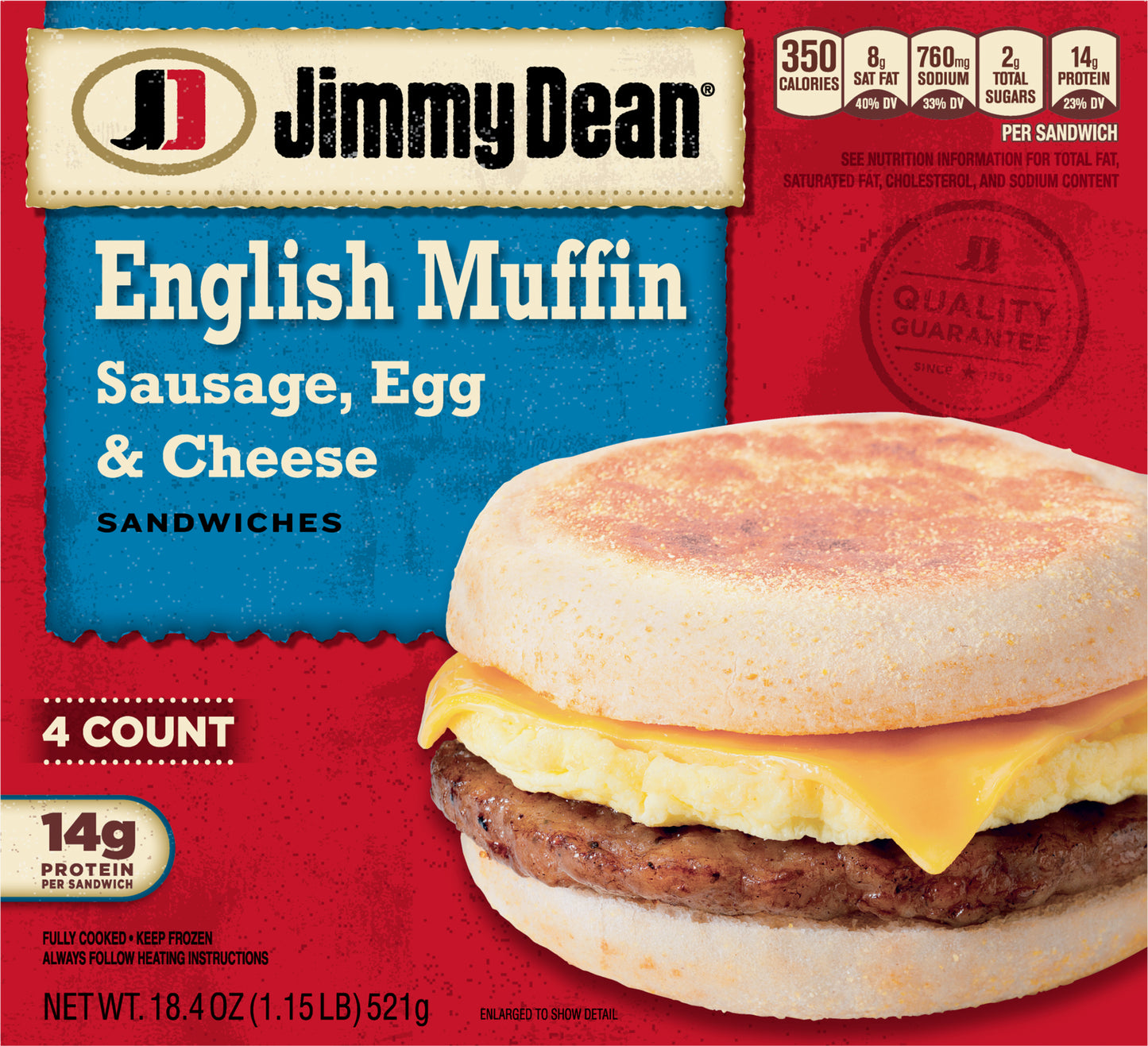 Jimmy Dean Sausage, Egg & Cheese English Muffin 4 ea