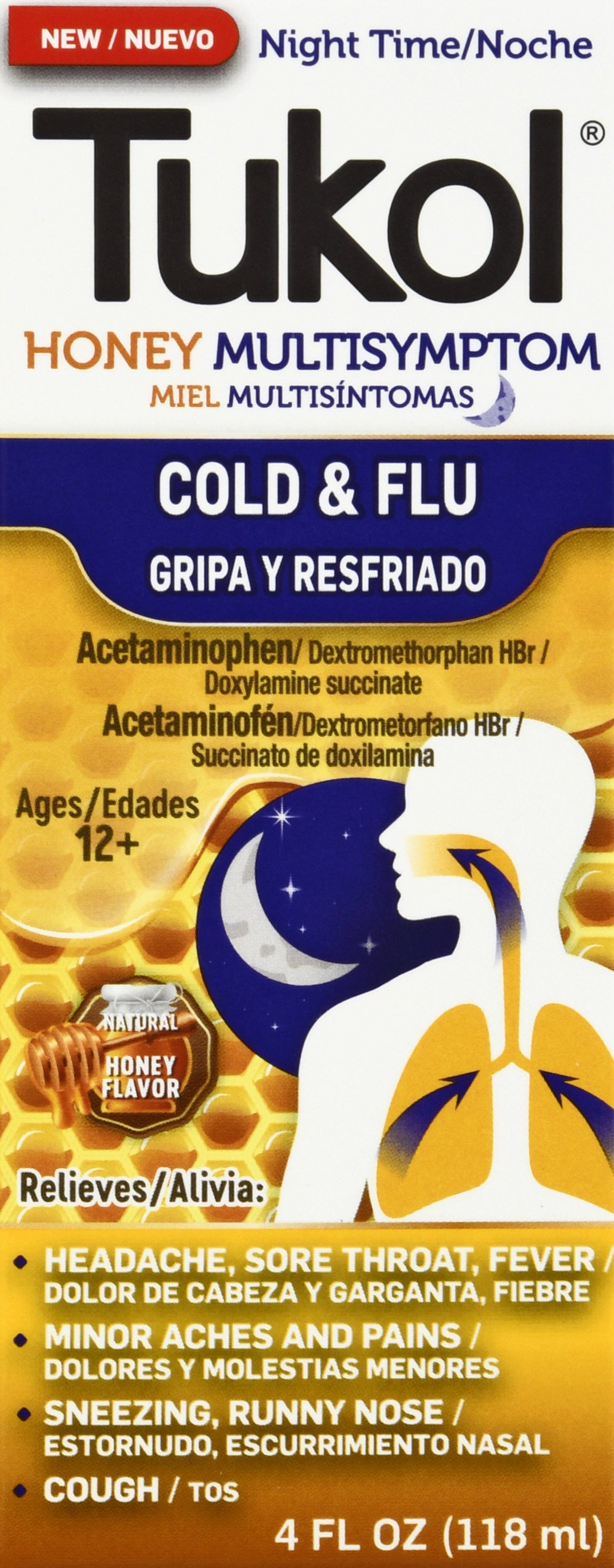 Tukol Night Time Multi Symptom Honey Flavored Cold & Flu 4 oz