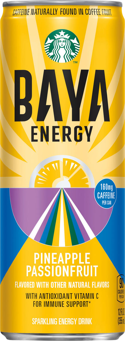 Starbucks Baya Sparkling Energy Drink Pineapple Passionfruit 12 Fl Oz Can