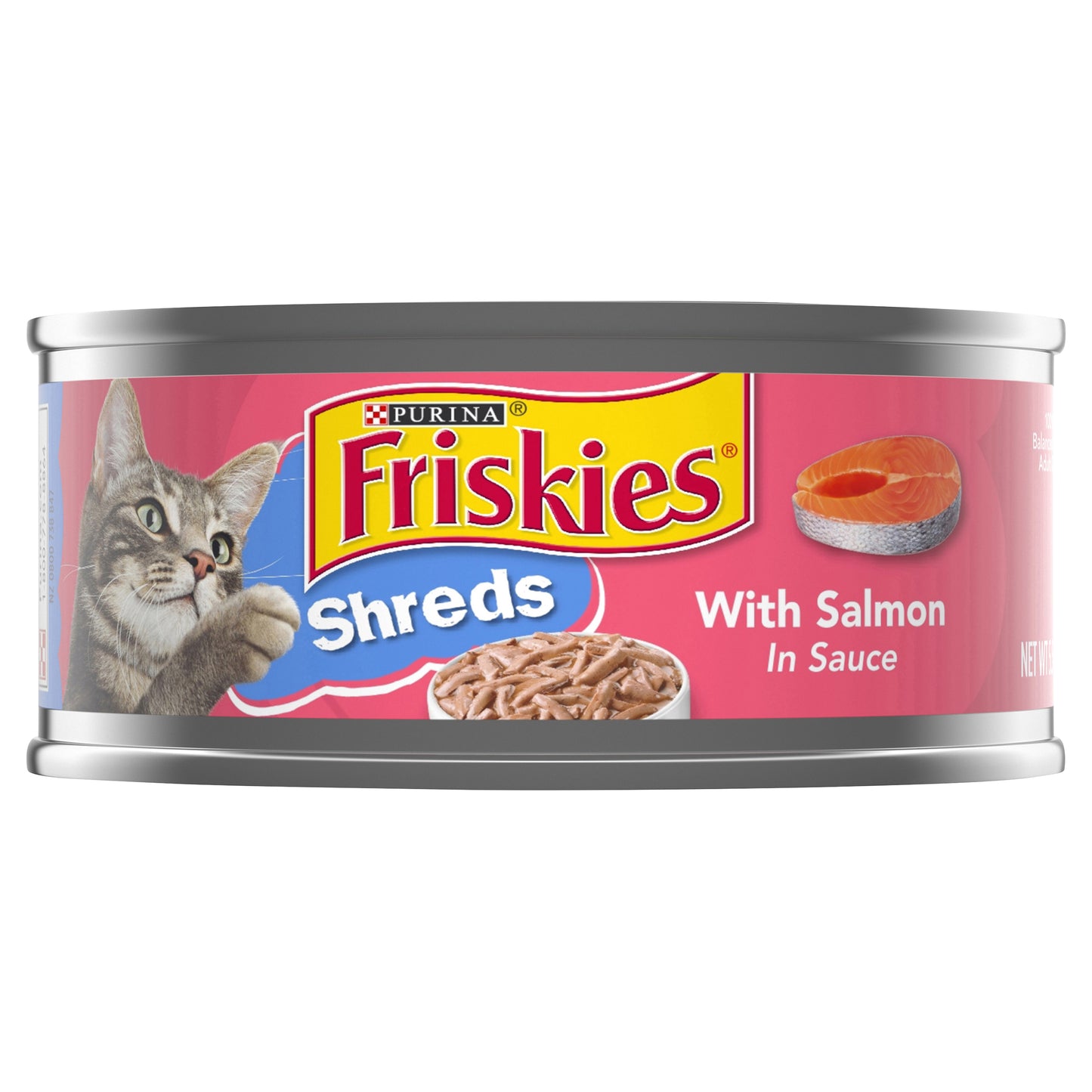 Purina Friskies Wet Cat Food, Shreds With Salmon in Sauce - 5.5 oz. Can