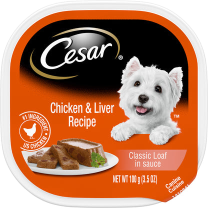 Cesar Chicken & Liver Recipe Classic Loaf in Sauce Canine Cuisine 3.5 oz