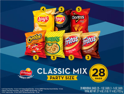 Frito Lay Variety Packs Party Size Classic Mix Snacks 28 Bag 28 ea Box