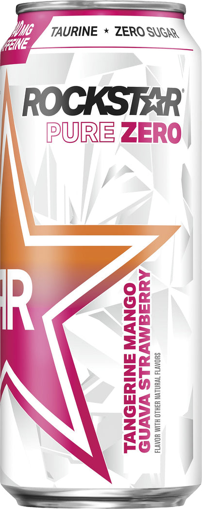 Rockstar Pure Zero Tangerine Mango Guava Strawberry Energy Drink 16 oz