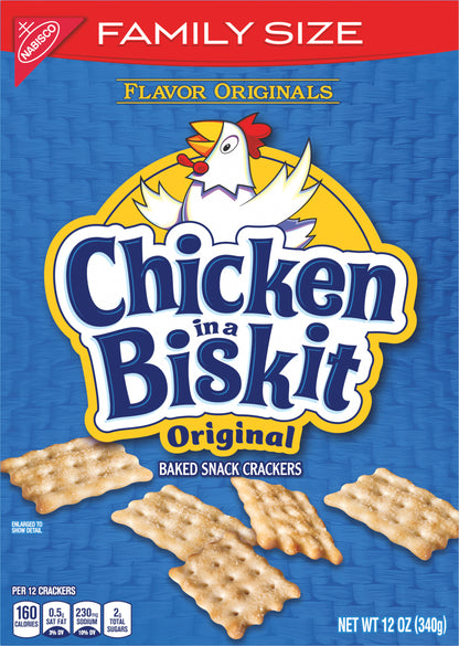 Nabisco Family Size Chicken in a Biskit Baked, Original Snack Crackers 12 oz