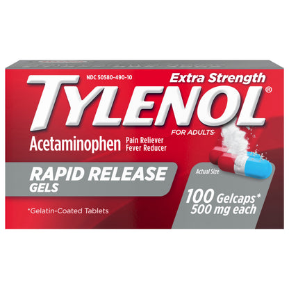 Tylenol Extra Strength Acetaminophen Rapid Release Gels, 100 ct