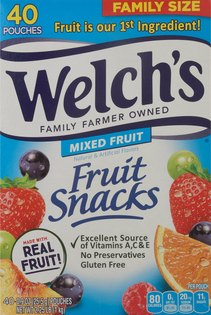 Welch's Family Size Mixed Fruit Snacks 40-0.9 oz Pouches