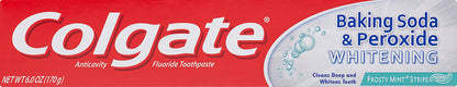 Colgate Gel Anticavity Fluoride, Baking Soda & Peroxide Whitening Frosty Mint Stripe Toothpaste 6 oz
