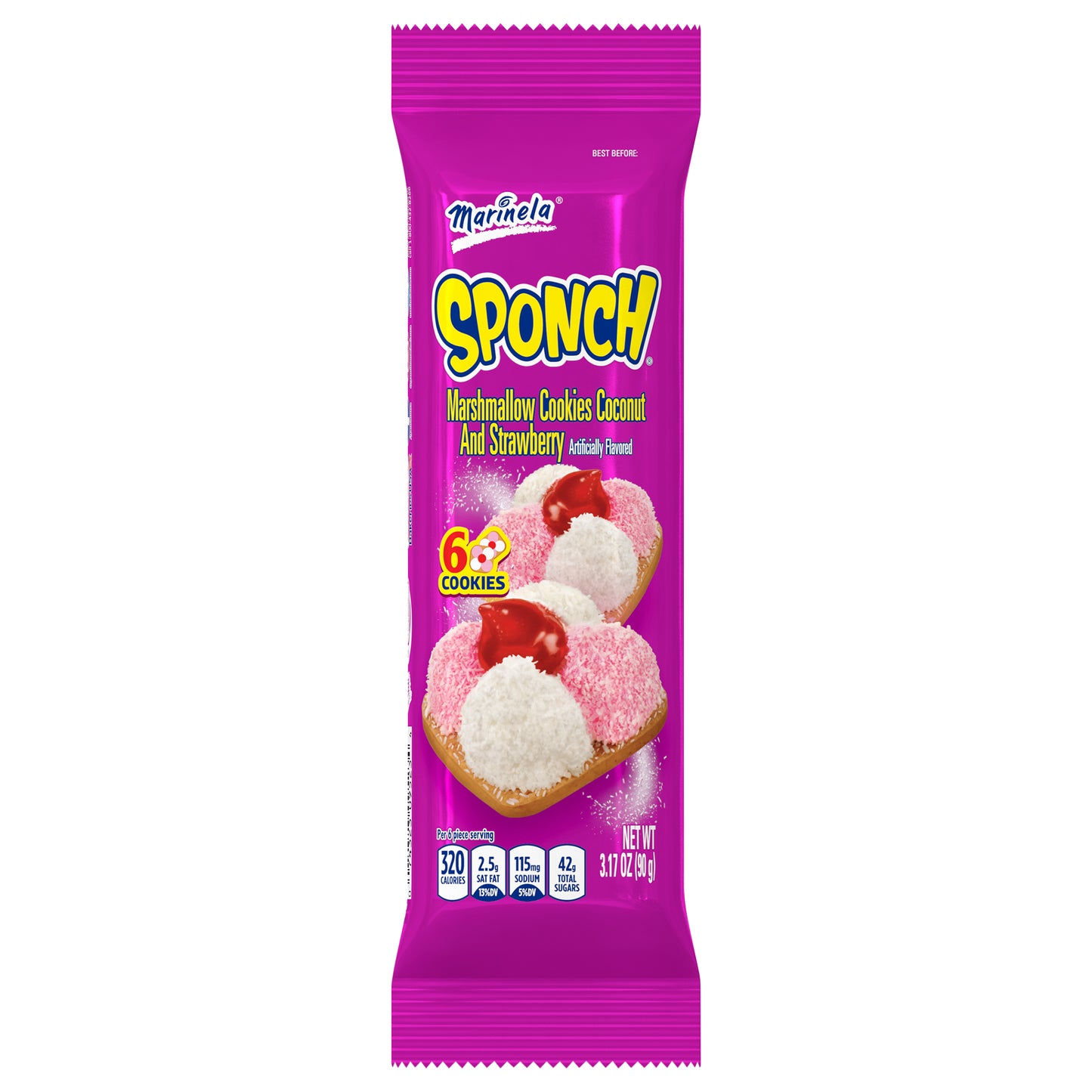 Marinela Sponch Marshmallow Cookies Coconut Strawberry SS 6 Ct 3.17 Oz