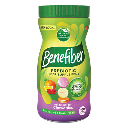 Benefiber Chewable Tablets Assorted Fruit Prebiotic Fiber Supplement 100 ea