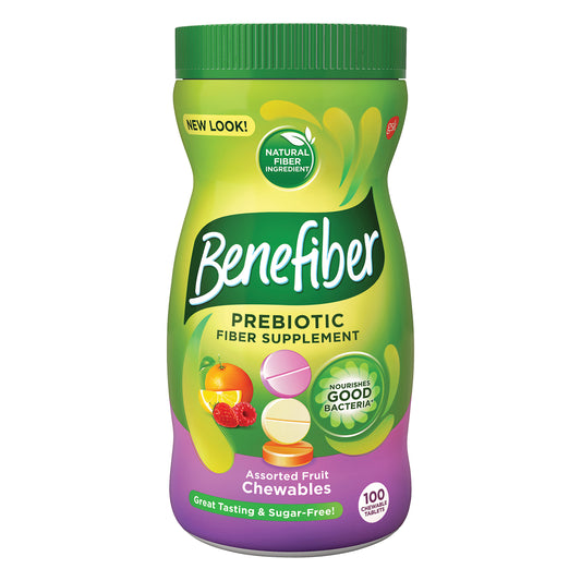 Benefiber Chewable Tablets Assorted Fruit Prebiotic Fiber Supplement 100 ea