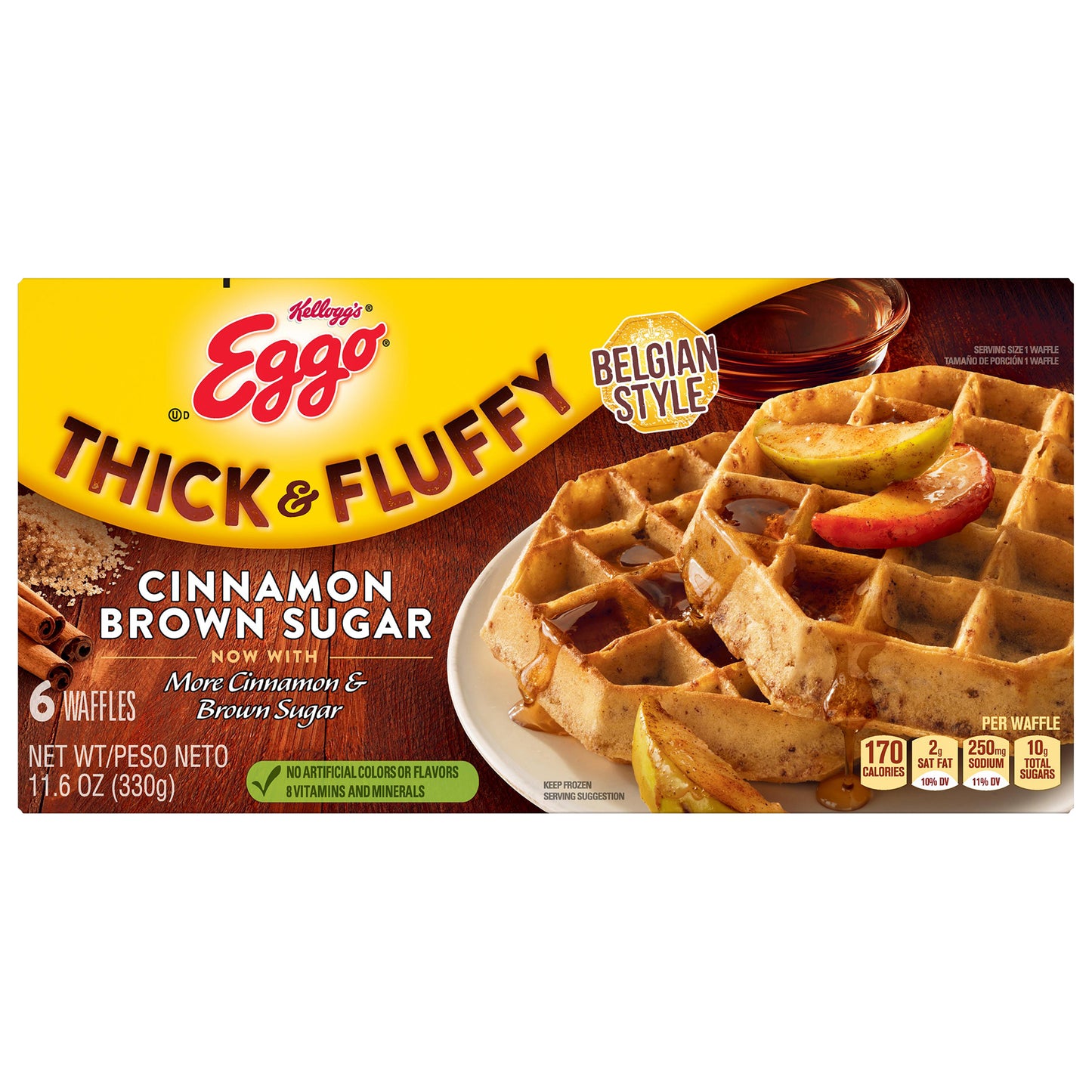 Eggo Belgian Style Thick & Fluffy Cinnamon Brown Sugar Waffles 6 ea