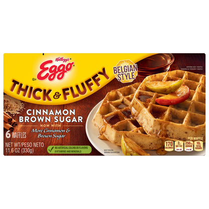 Eggo Belgian Style Thick & Fluffy Cinnamon Brown Sugar Waffles 6 ea