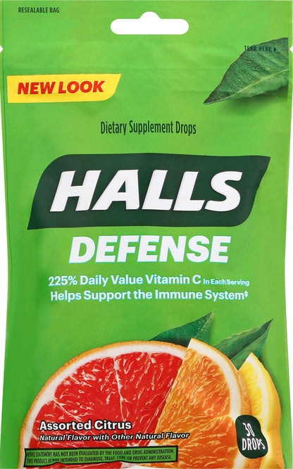 Halls Defense Assorted Citrus Drops 30 ea