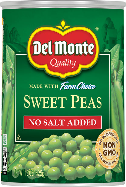 Del Monte No Salt Added Sweet Peas 15 oz Can