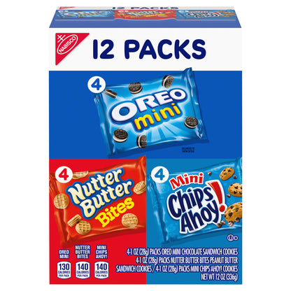Nabisco Oreo Mini, Nutter Butter Bites & Mini Chips Ahoy! Cookies Variety Pack 12-1 oz. Packs