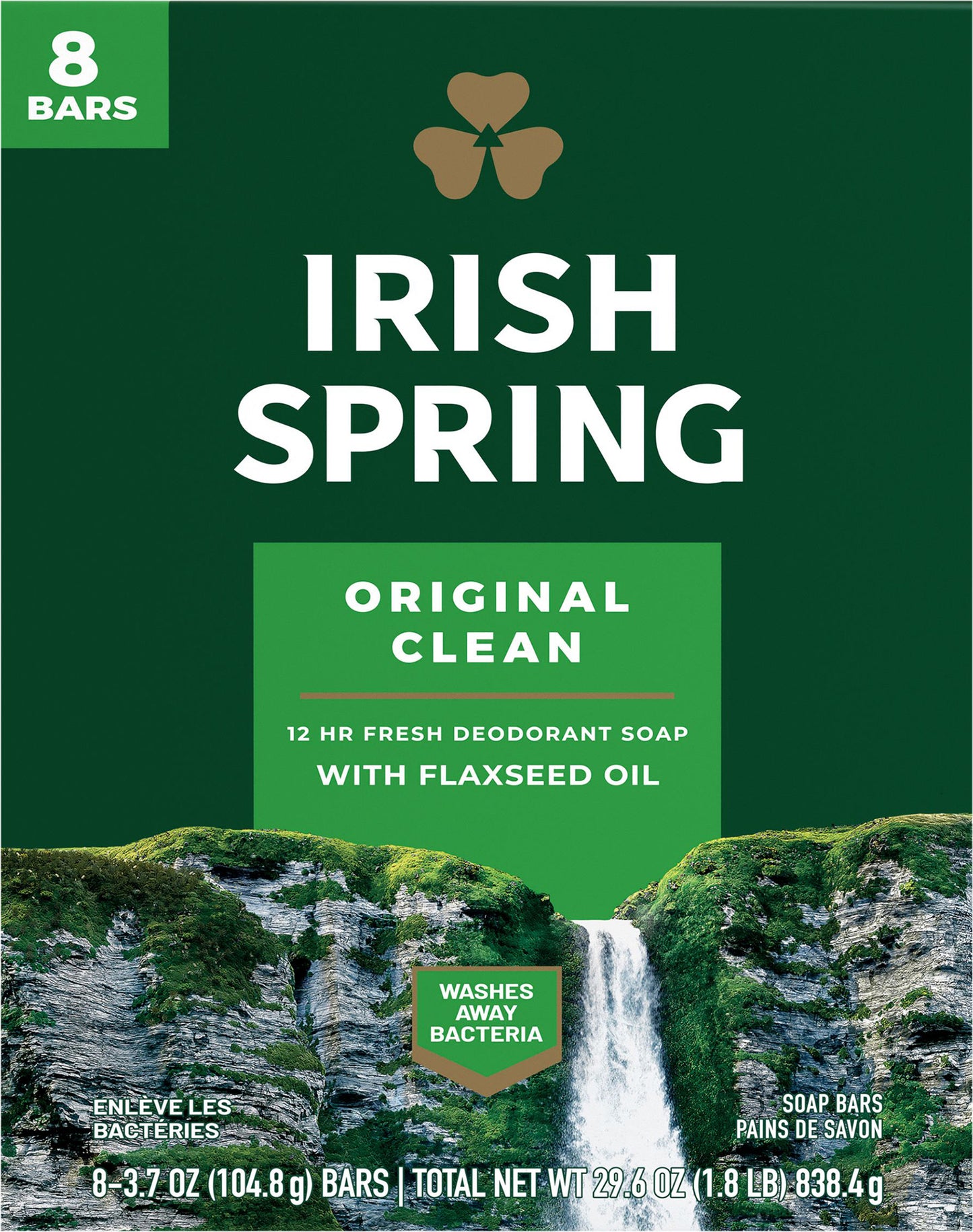 Irish Spring Original Clean Soap Bars 8-3.7 oz Boxes