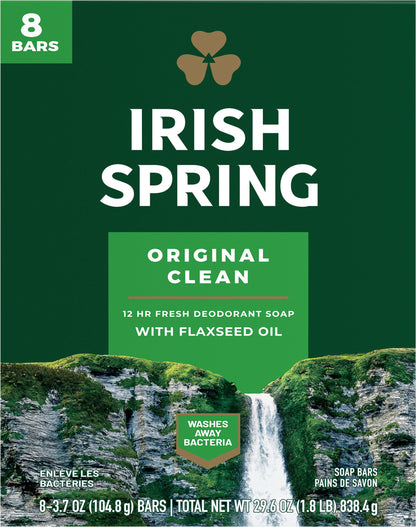 Irish Spring Original Clean Soap Bars 8-3.7 oz Boxes