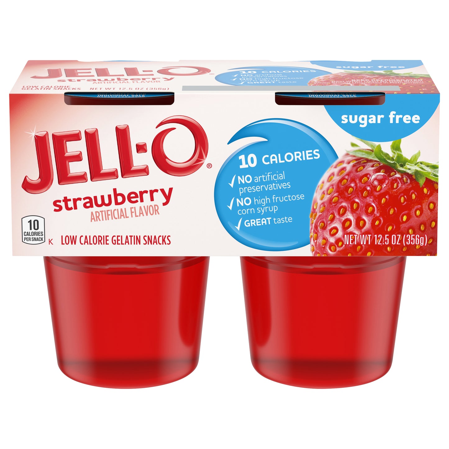 Jell-O Sugar Free Ready to Eat Strawberry Gelatin, 4 ct - 12.5 oz Package