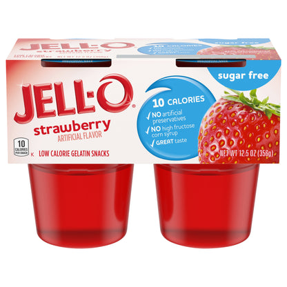 Jell-O Sugar Free Ready to Eat Strawberry Gelatin, 4 ct - 12.5 oz Package