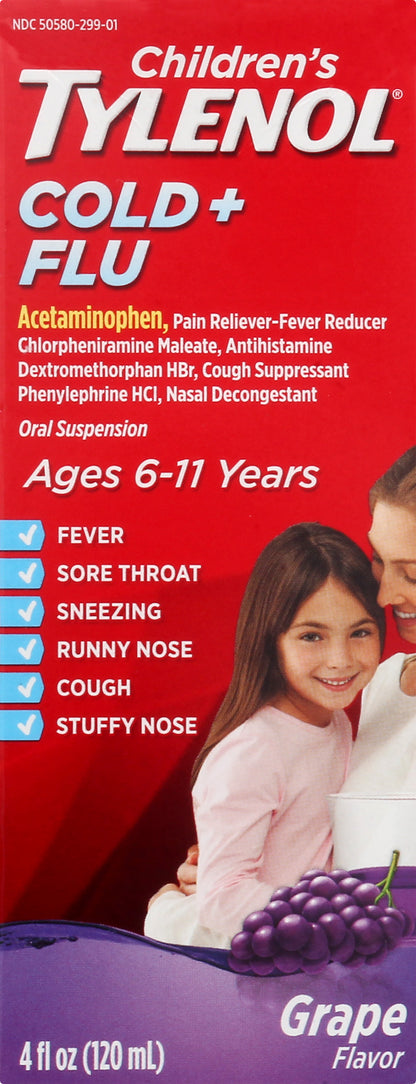 Children's Tylenol Grape Flavor Cold + Flu 4 fl oz