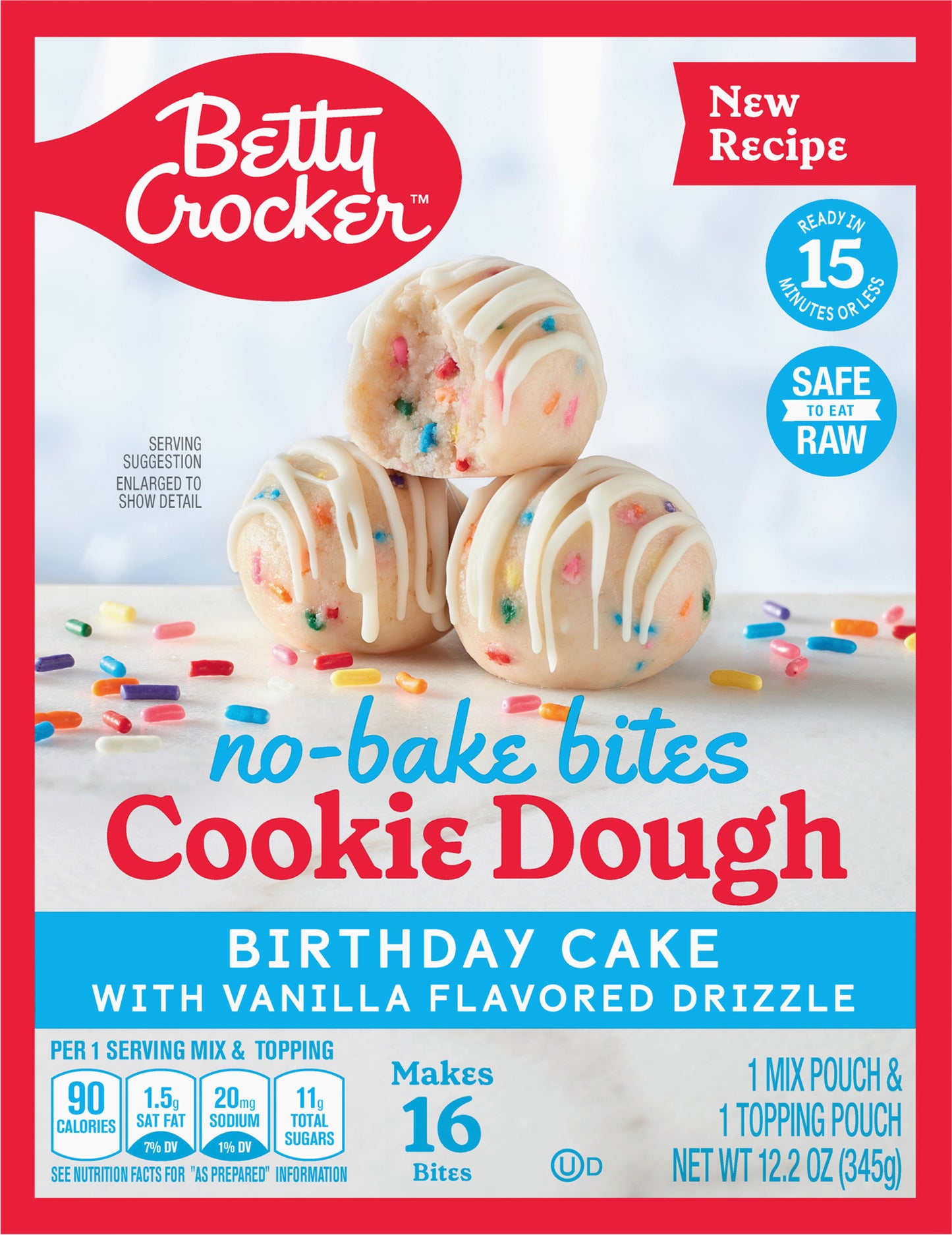 Betty Crocker Birthday Cake No-Bake Cookie Dough, 12.2 oz