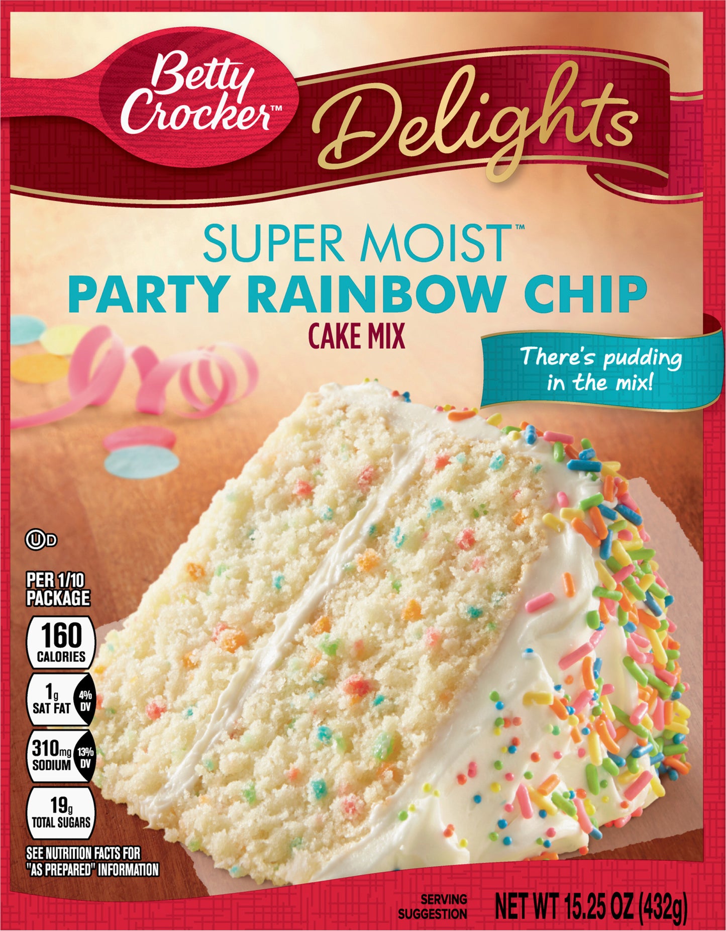 Betty Crocker Super Moist Rainbow Chip Cake Mix, 15.25 oz