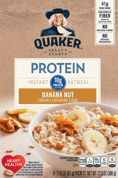 Quaker Select Starts Protein Banana Nut Instant Oatmeal 6 ea
