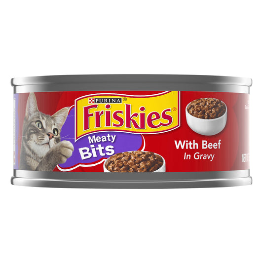 Purina Friskies Gravy Wet Cat Food, Meaty Bits With Beef in Gravy - 5.5 oz. Can