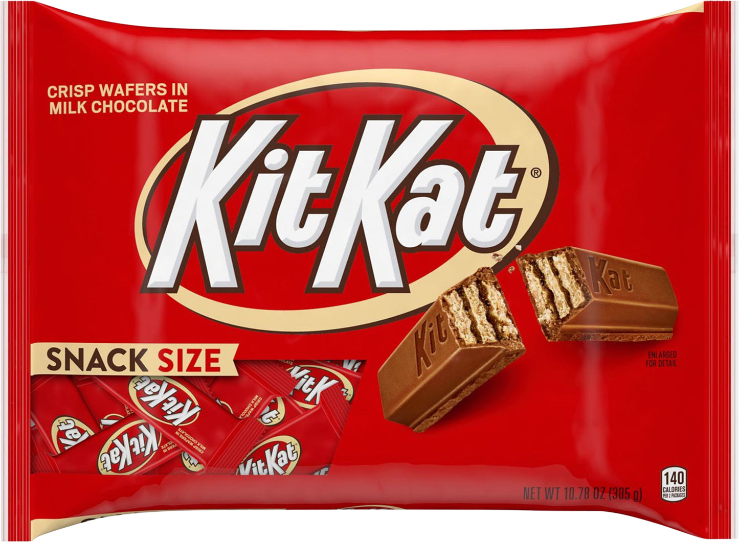 KIT KAT® Milk Chocolate Wafer Snack Size Candy Bars, Individually Wrapped, 10.78 oz, Bag