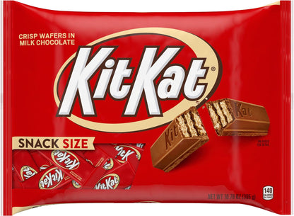 KIT KAT® Milk Chocolate Wafer Snack Size Candy Bars, Individually Wrapped, 10.78 oz, Bag