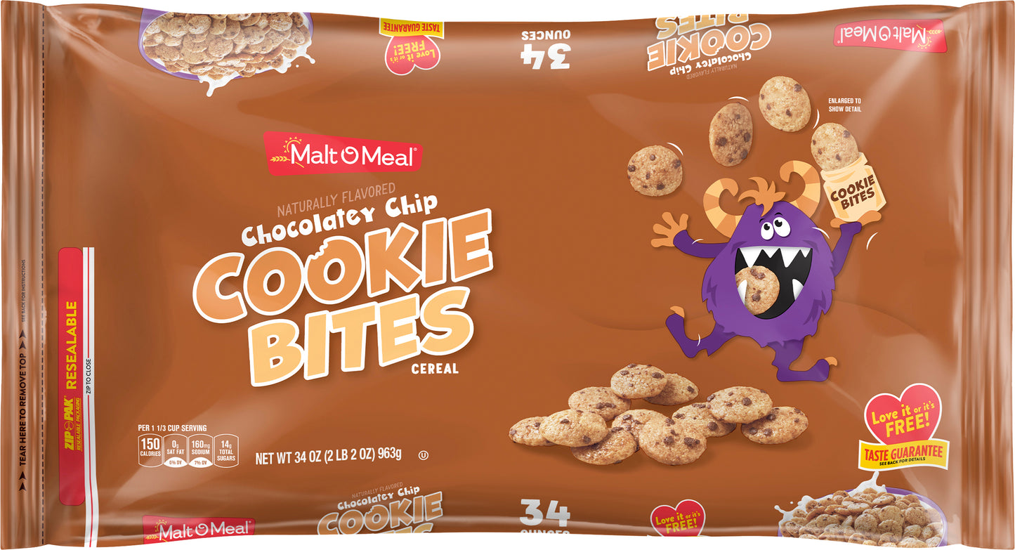 Malt O Meal Cookie Bites Super Size Chocolatey Chip Cereal 34 oz