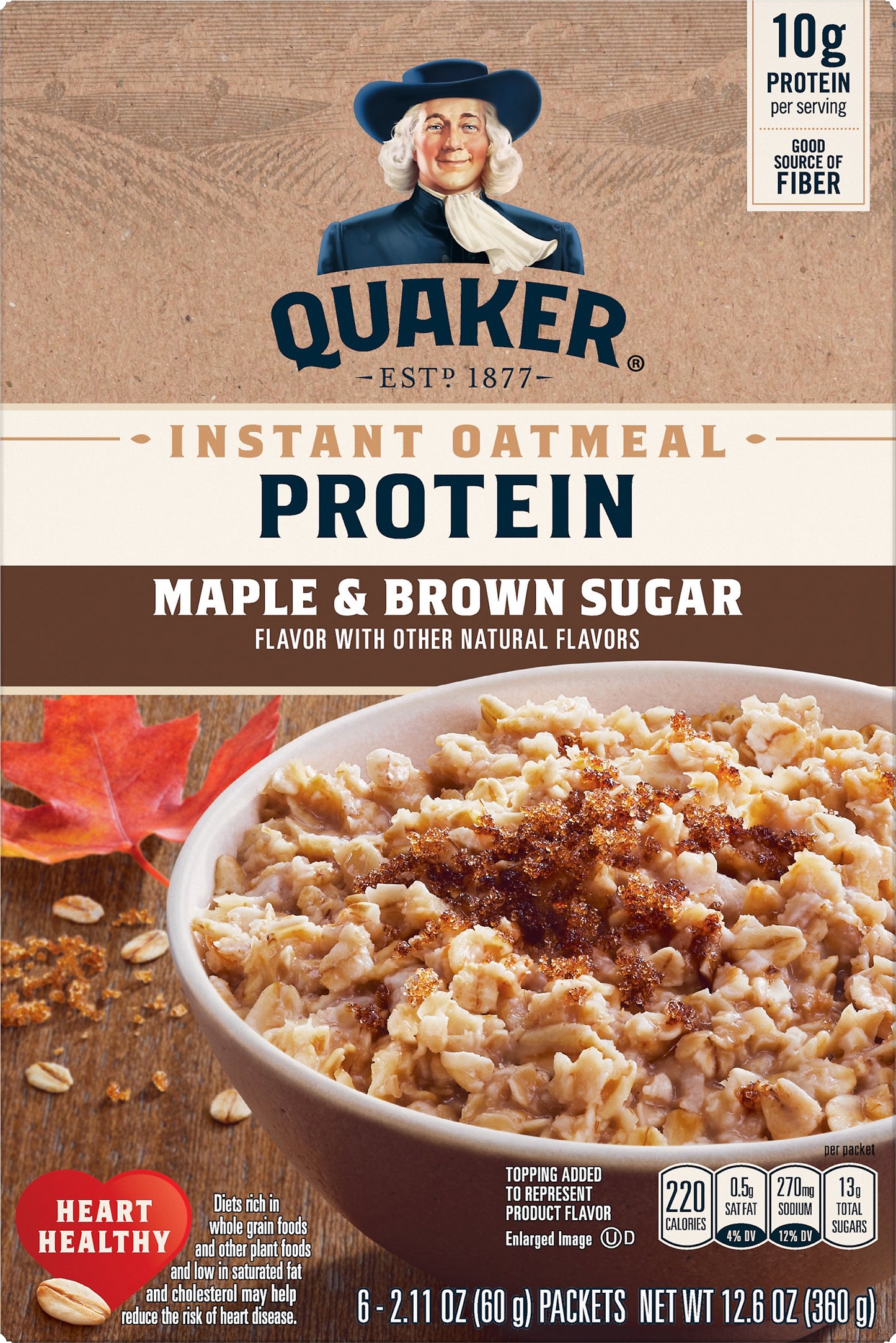 Quaker Protein Maple & Brown Sugar Instant Oatmeal 6 ea