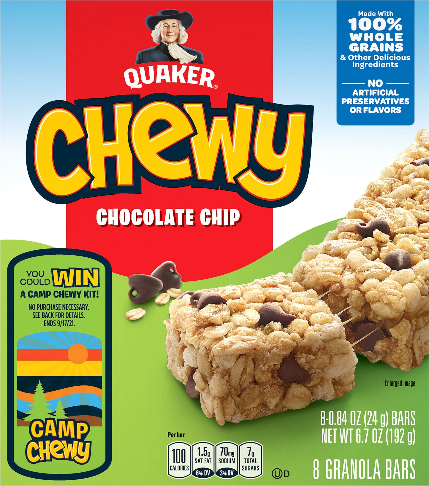 Quaker Chewy Granola Bars Chocolate Chip 0.84 Oz 8 Count