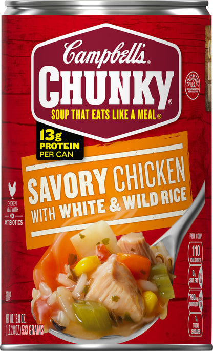 Campbell's Chunky Savory Chicken with White & Wild Rice Soup 18.8 oz