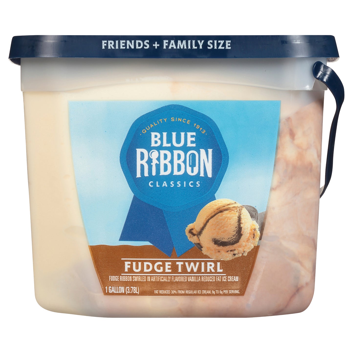 Blue Ribbon Classics Reduced Fat Friends + Family Size Fudge Twirl Ice Cream 1 gl